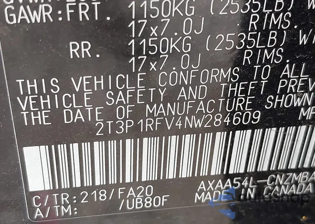 2T3P1RFV4NW284609: 42759763