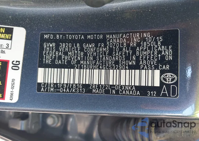 2T1BURHE4GC532904: 42761272