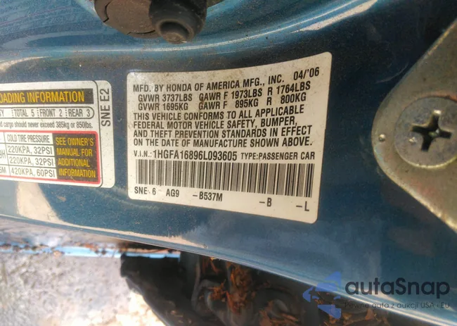 1HGFA16896L093605: 42761600