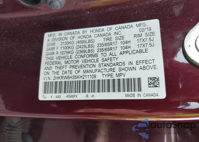 2HKRW6H35KH211109: 42760682