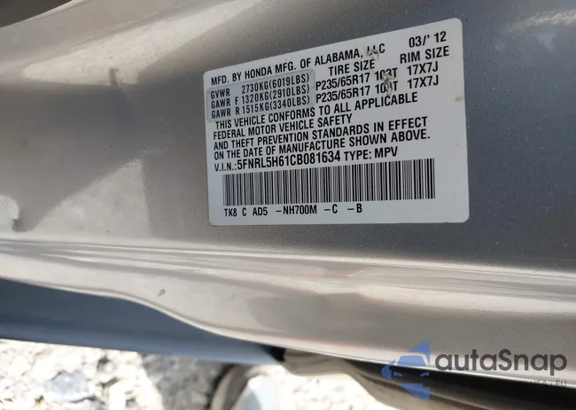 5FNRL5H61CB081634: 42760909