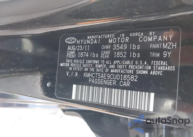 KMHCT5AE9CU018582: 42761005