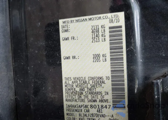 1N4AA5AP5BC801847: 42762202