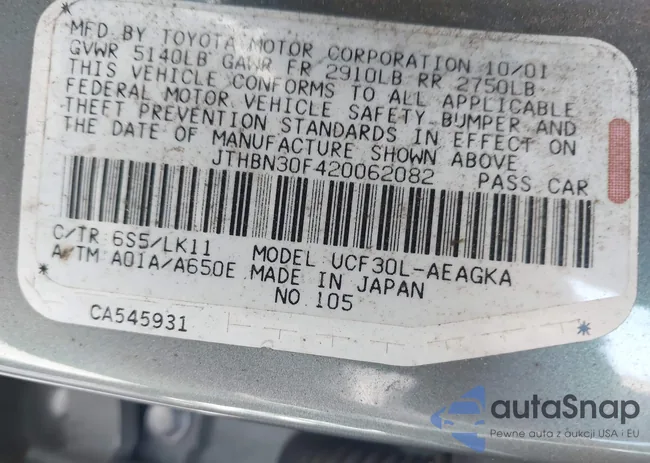 JTHBN30F420062082: 42762263