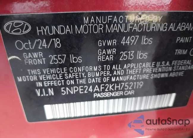 5NPE24AF2KH752119: 42762276