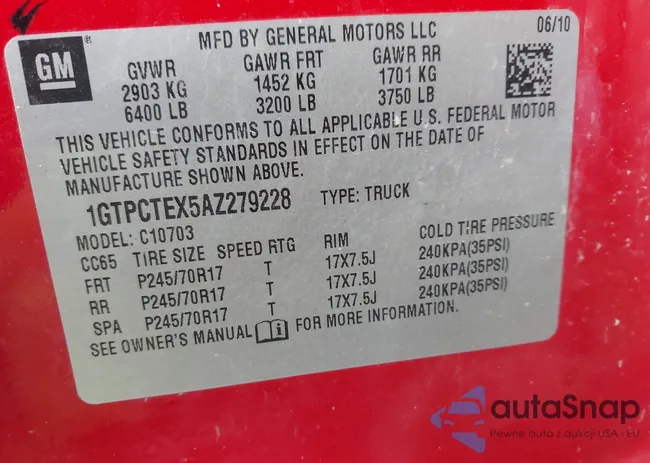 1GTPCTEX5AZ279228: 42762283