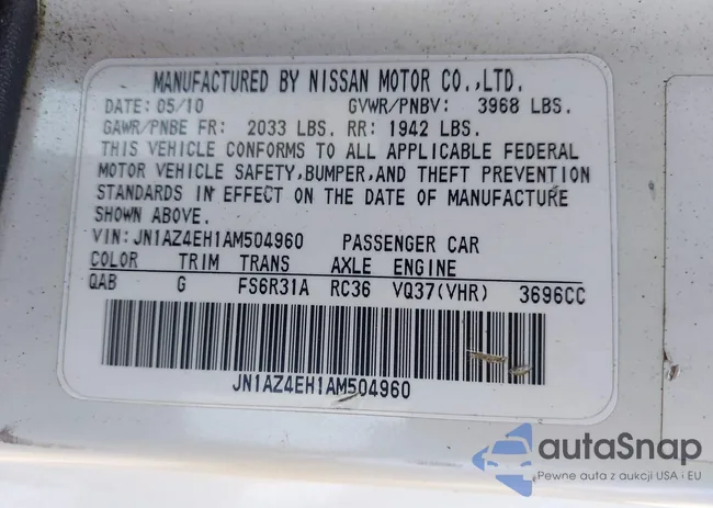 JN1AZ4EH1AM504960: 42762337