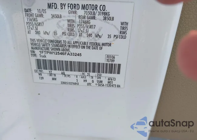 1FTPW12546FA33245: 42762531