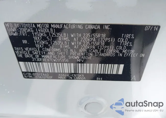 2T3DFREV7EW205956: 42762576