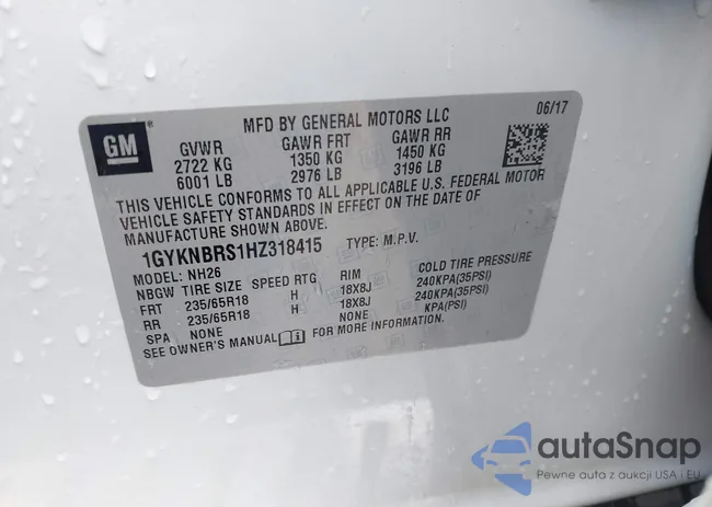 1GYKNBRS1HZ318415: 42761730