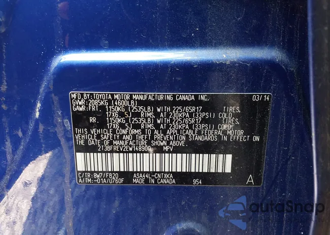 2T3BFREV2EW148900: 42761850