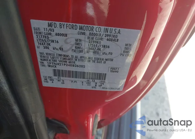 1FTNX21P24EB26202: 42761886