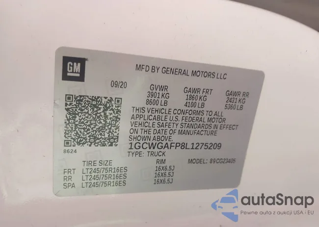 1GCWGAFP8L1275209: 42763199