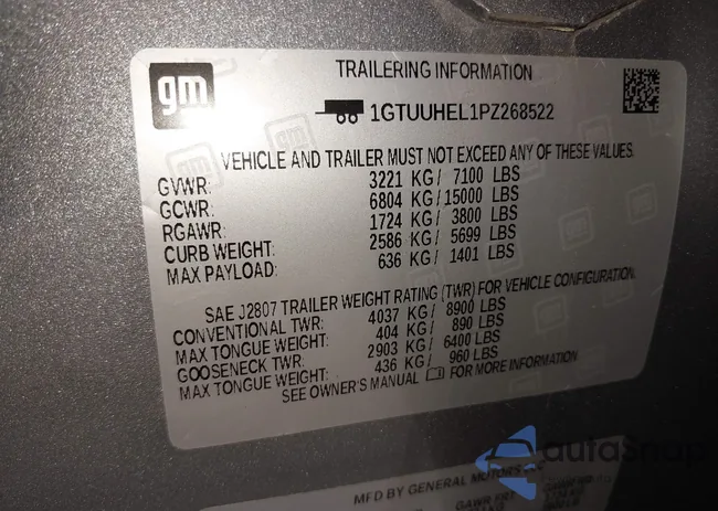 1GTUUHEL1PZ268522: 42763217