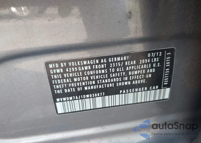 WVWDM7AJ1DW038877: 42763247