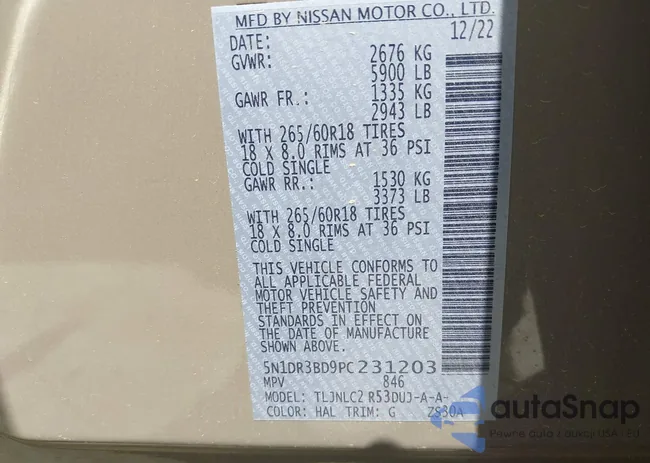 5N1DR3BD9PC231203: 42763346