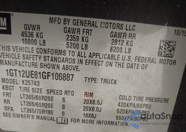 1GT12UE81GF106887: 42763416
