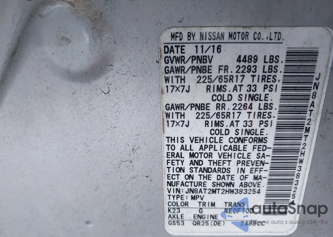 JN8AT2MT2HW383254: 42763423