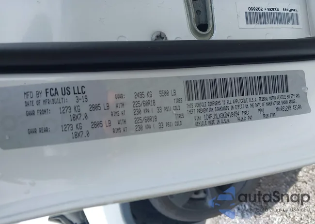 1C4PJMLX3KD418494: 42763436