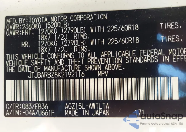 JTJBARBZ8K2192116: 42763499