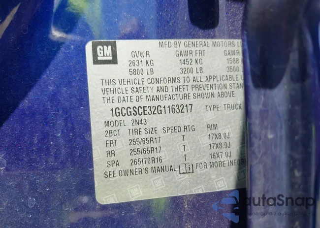 1GCGSCE32G1163217: 42763512