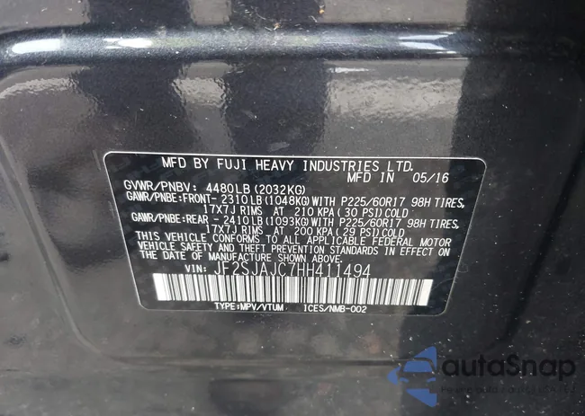 JF2SJAJC7HH411494: 42763517