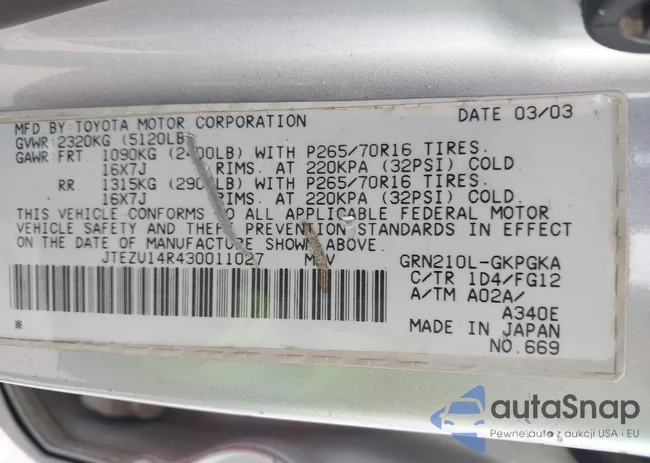 JTEZU14R430011027: 42762941