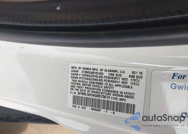 5FNRL5H34GB070672: 42762955