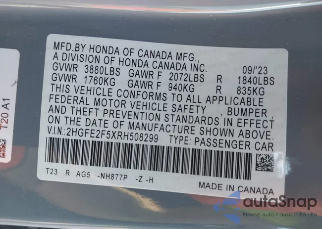 2HGFE2F5XRH508299: 42764091