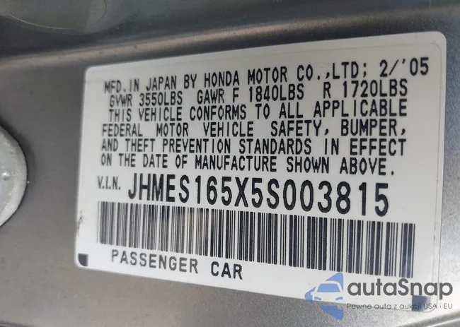 JHMES165X5S003815: 42764162