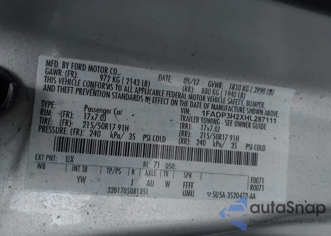 1FADP3H2XHL287111: 42764166