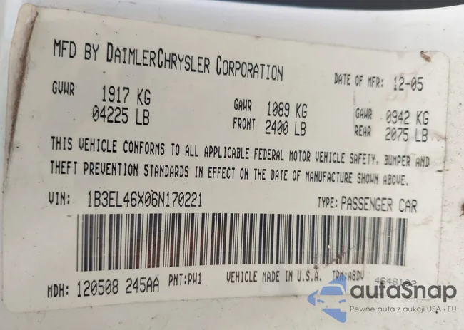 1B3EL46X06N170221: 42764307