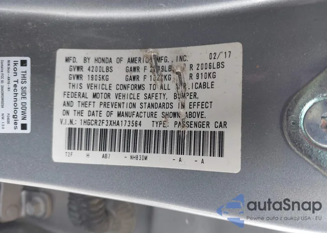 1HGCR2F3XHA173564: 42764389