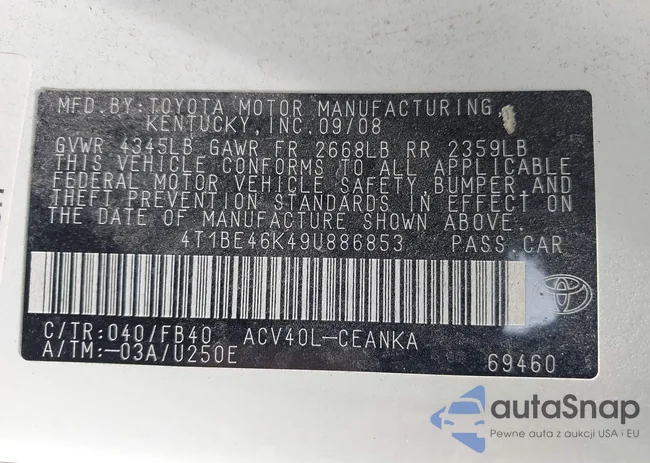 4T1BE46K49U886853: 42764391