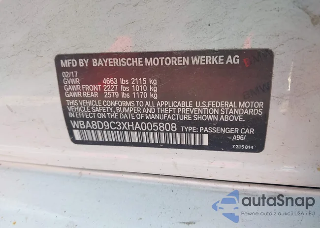 WBA8D9C3XHA005808: 42764394