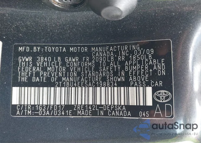 2T1BU4EE5AC198834: 42763684