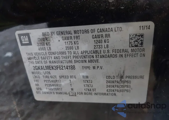 2GKALMEK3F6214188: 42763933