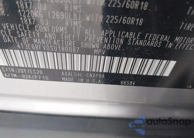 4T3E6RFV0SU180087: 42765067