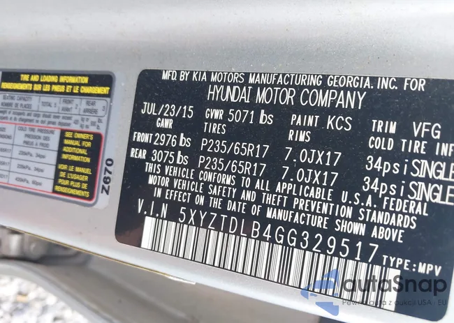 5XYZTDLB4GG329517: 42765073