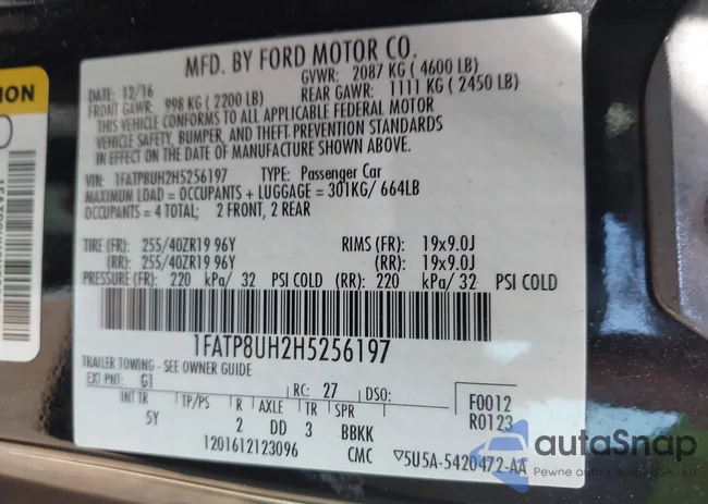 1FATP8UH2H5256197: 42765084