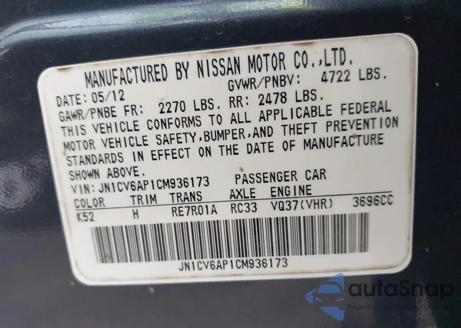 JN1CV6AP1CM936173: 42765153