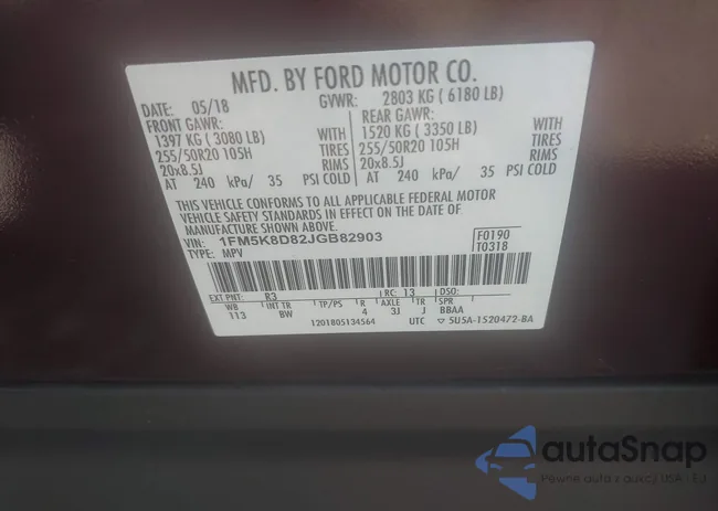 1FM5K8D82JGB82903: 42765342