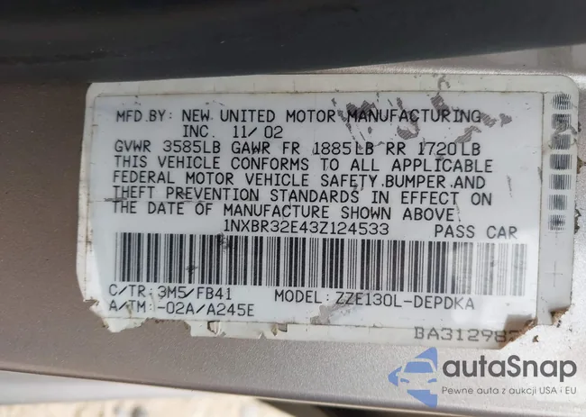 1NXBR32E43Z124533: 42765507