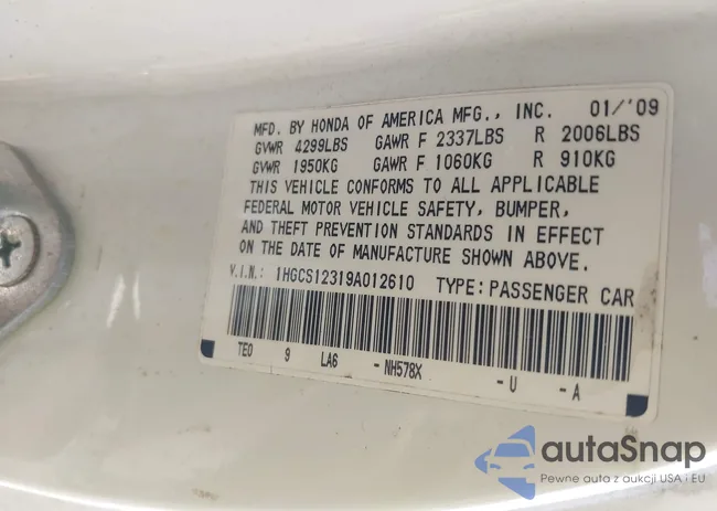 1HGCS12319A012610: 42764849