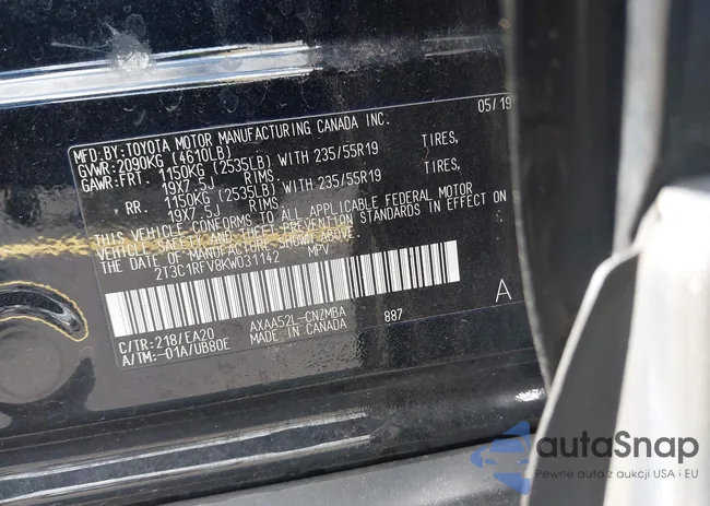 2T3C1RFV8KW031142: 42764862