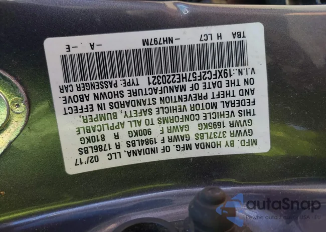 19XFC2F57HE220321: 42764964