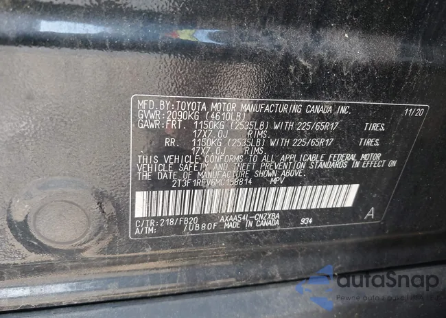 2T3F1RFV6MC158814: 42764982