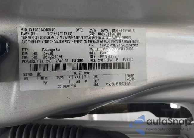 1FADP3E21GL274282: 42764997