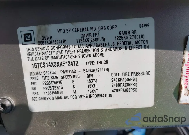 1GTCS14X3XK513472: 42765024