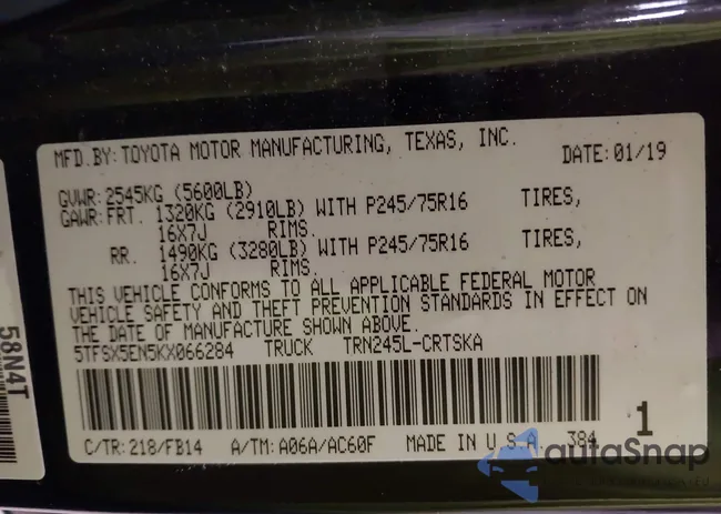 5TFSX5EN5KX066284: 42766219